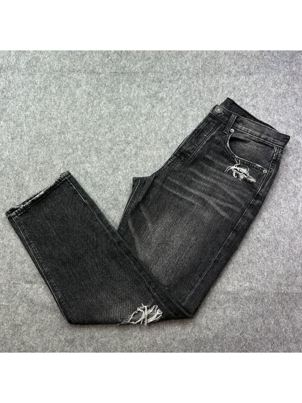 American Eagle 90s Boyfriend Jeans Women's Size 4 Button Fly Distressed Black
